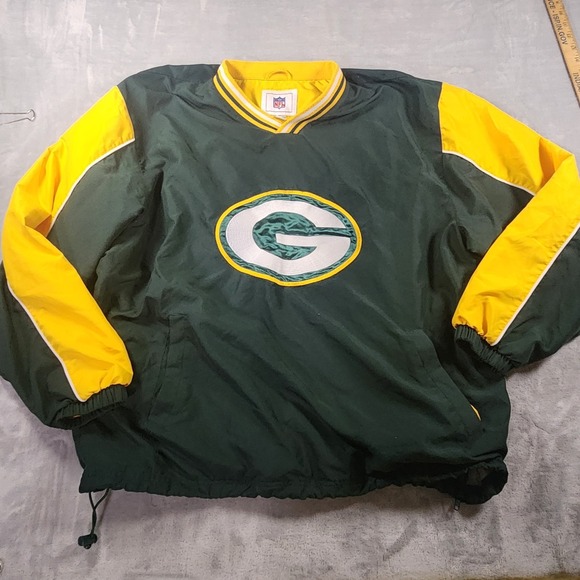Green Bay Packers Jacket Mens 2XL Logo Athletic Pullover Windbreaker 90s NFL - Picture 1 of 9